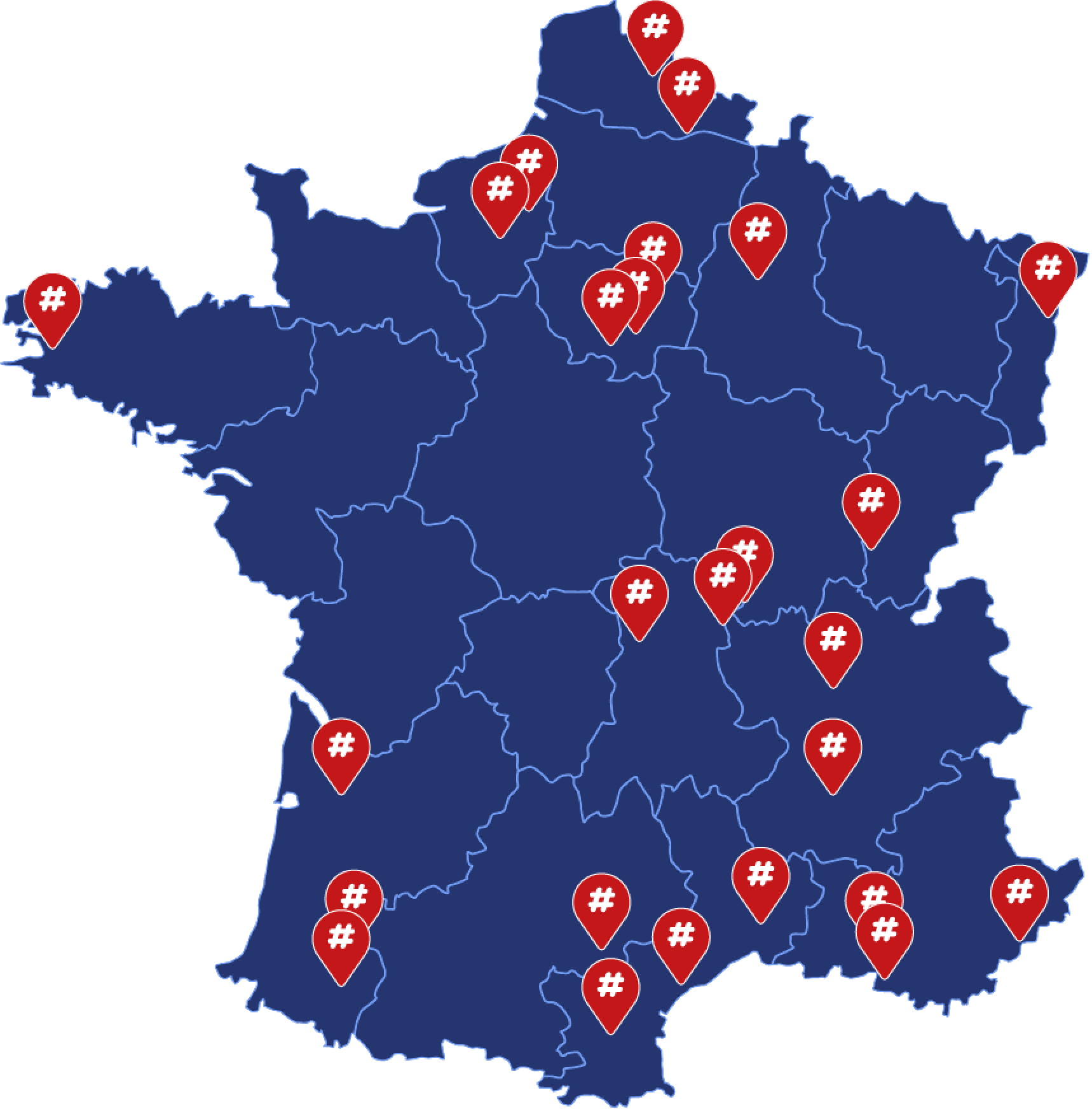 Carte des projets par région